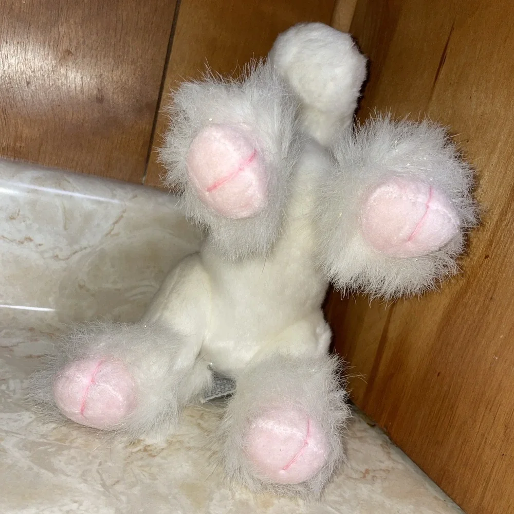 Vintage Gaia White Unicorn Plush Stuffed Animal Toy Blue Eyes Iri. Horn Mane‎